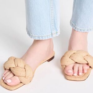 Loeffler Randall - ‘Joanna’ Braided Band Flat Sandals - Natural - Size 11